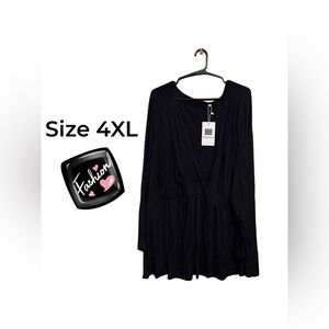 🖤 Uvplove Black Babydoll Blouse – NWT 🖤 Size 4XL | Long Sleeve | V-Neck 🖤